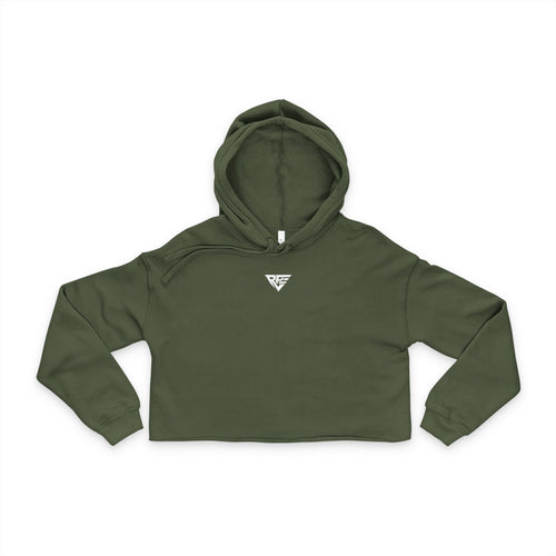 Minimal Triangle Logo Women's Cropped Hoodie | Black Triangle Chest Print